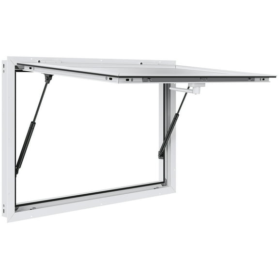 KFFKFF Service Hatch 48"x36", Aluminum Food Trailer Serving Window with Canopy Door & Pull Hook, Opens to 85 Degrees for Efficient Service in Food Trucks and Concession Stands, Glass Excluded