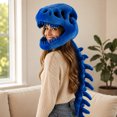 thumbnail image 4 of 1Pcs Halloween Cosplay Dino Headwear, Unisex Dinosaur Skeleton Hat, Kids and Adults Spinosaurus Plush Dino Outfit 3d Realistic Dinosaur Skeleton Hat Skull Themed Performance Props Hats, Red Adult, 4 of 8