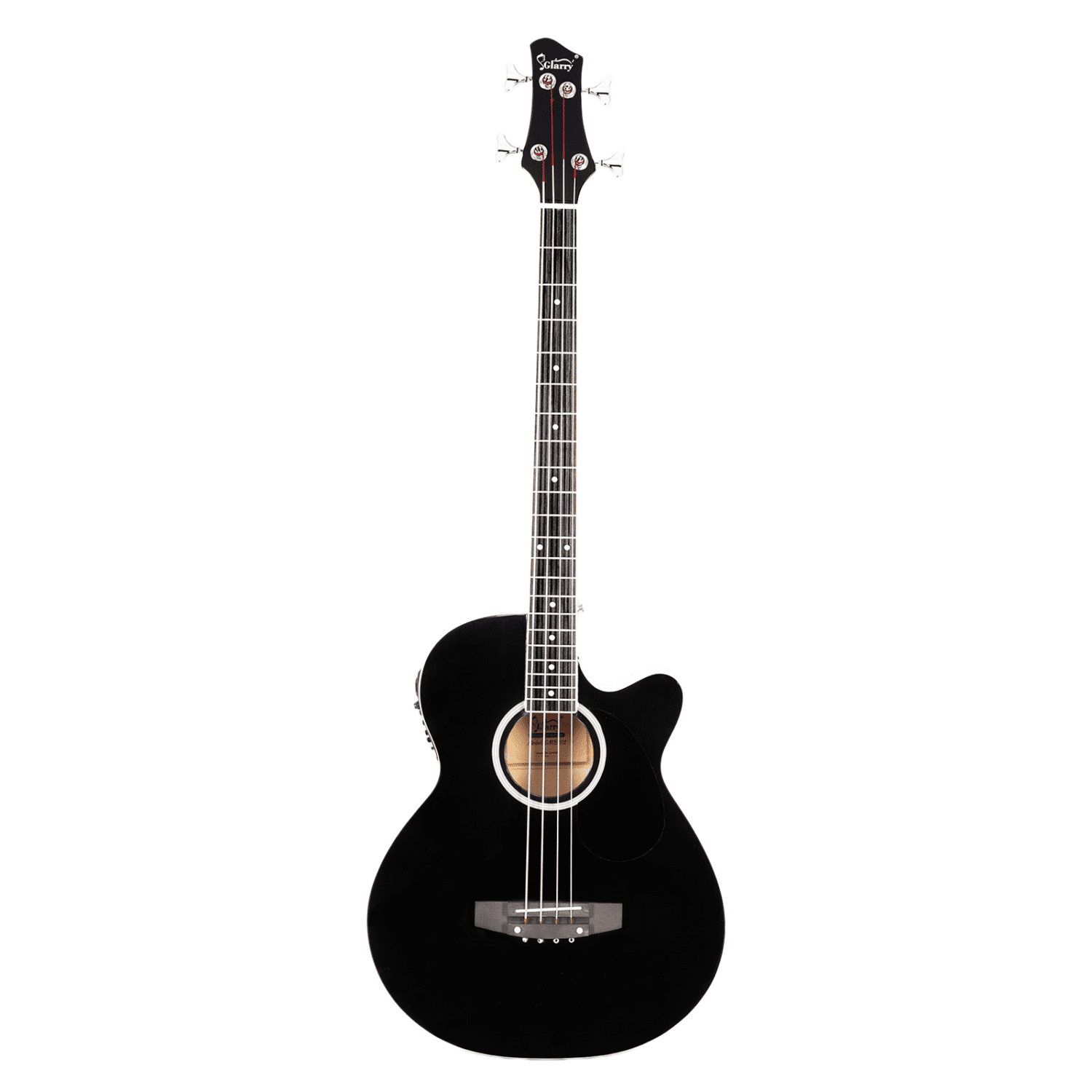Hassch 4 String Electric Acoustic Bass Guitar with 4-Band Equalizer, Bag and Strap, Beginners Bass with Cable, Plectrum and Wrench Adjustment Tool, Black