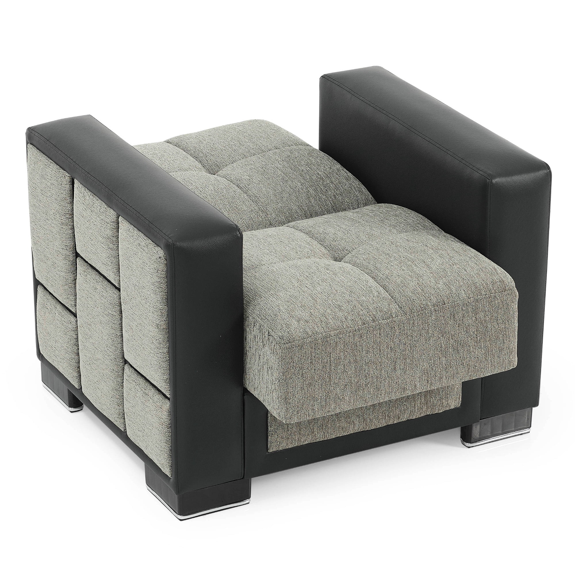 Ottomanson Convertible Accent Chair Chenille Modern Sleeper Armchair with Storage, Gray