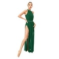 thumbnail image 6 of iiniim Women's Long Lyrical Dance Mesh Sleeveless Split Dress Modern Contemporary Dancewear Green L, 6 of 7