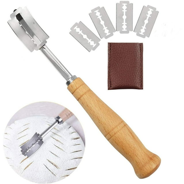 Navaja para masa, cortador de pan, cuchillo para baguette, cuchillo para panadero, cuchillo para cortar baguette, cuchillo curvo para pan, cuchillo para masa Ormromra LL-1790