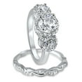 thumbnail image 2 of His Hers CZ Bridal Vintage Wedding Band Engagement Ring Set Him Her, 2 of 7