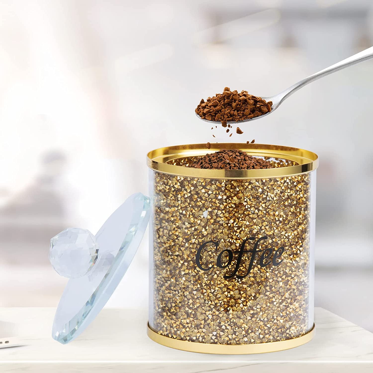 Glass Worktop Glitter Tea Coffee And Sugar Crystal Coffee Sugar