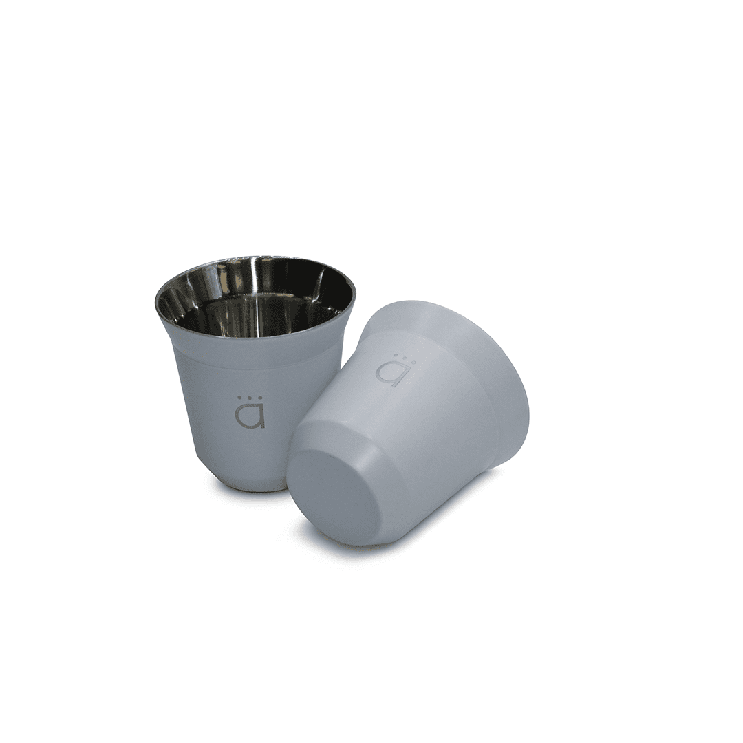 Kalmateh Double Wall Insulated Stainless Steel Espresso Coffee Cup Set, Pack of Four - Heat Resistant Espresso Coffee Cups- 2.7oz 80ml (White)