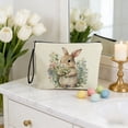 thumbnail image 6 of Fasiaou Easter Bunny Pattern Makeup Bag, Portable Travel Cosmetic Pouch with Anti Skid Zipper and Handle, Small Item Storage Bag for Toiletries and Holiday Decor, Pink,D, 6 of 7