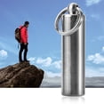 thumbnail image 1 of Compact Waterproof Pill Holder, Stainless Steel Medicine Keychain Accessory for Emergency Traveling Camping, 1 of 7