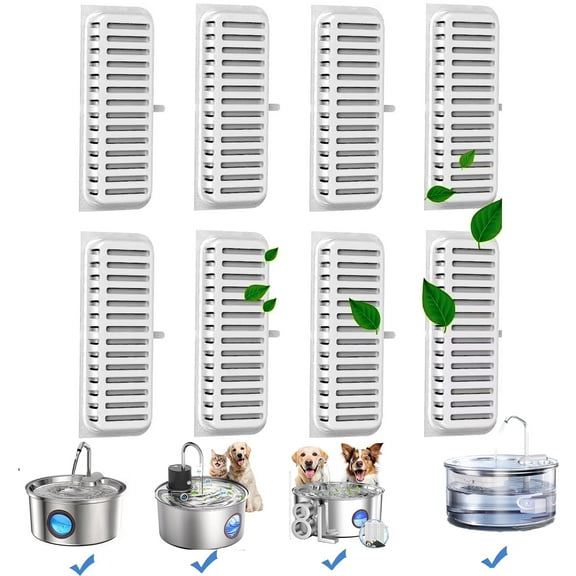 Cat Water Fountain Filters, Replacement Filters for 108oz/3.2L Cat Fountain,8 Packs Filters Set for Stainless Steel Pet Water Fountain Compatible with FWMB Pet water fountain