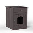 thumbnail image 3 of Glavbiku Wood Indoor Cat Litter Box Furniture Enclosure with Drawer,Side Table Pet Cabinet,Espresso, 3 of 10