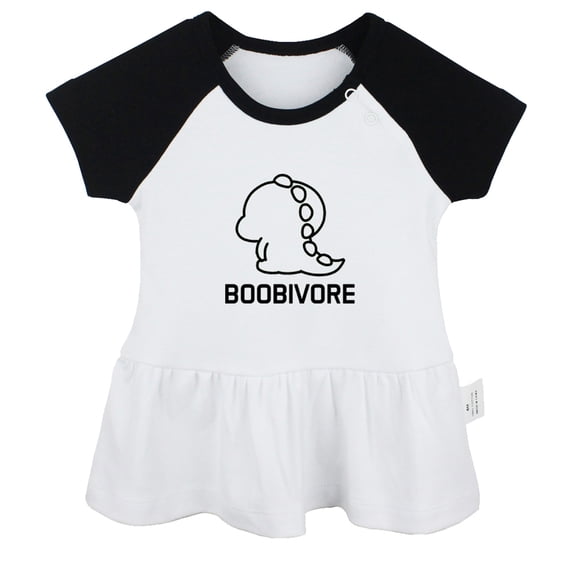Boobivore Dinosaur Funny Dresses For Baby, Newborn Babies Skirts, Infant Princess Dress, 0-24M Kids Graphic Clothes (Black Raglan Dresses, 18-24 Months)