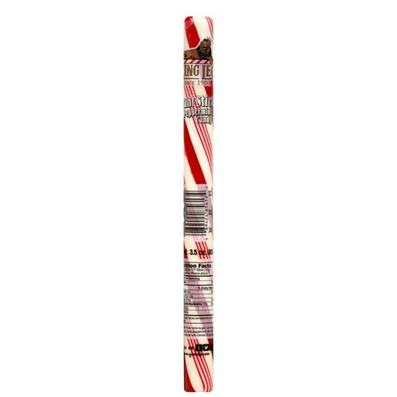 King Leo Giant Red and White Peppermint Stick Candy 3.5 oz, Stocking Stuffer