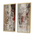 thumbnail image 3 of Designart "Fading Passion Retro Beige and Red Abstract" Abstract Painting Framed Wall Art Set Of 2 - Modern Red Frame Gallery Set For Office Decor, 3 of 6