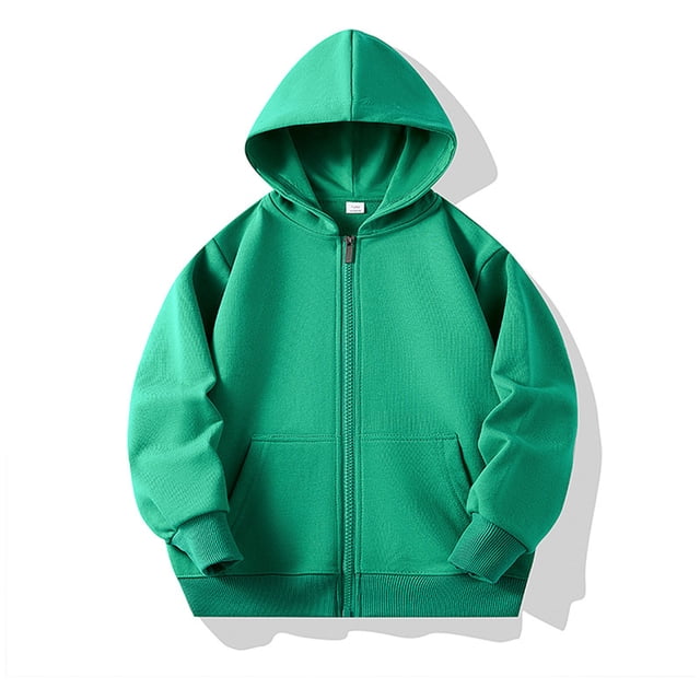 Milgrthf Unisexe Garçons Filles Chandails d'Automne Sport Décontracté Manches Longues Fermeture Éclair Complète Mignon Col Ras du Cou Basique Couleur Unie Chandails à Capuchon Chandail avec Poche Vert Armée 3-4 Ans