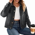 thumbnail image 3 of Chaqueta Vaquera Básica de Larga, Ajustada, Elástica y con Botones para Mujer Negro y Gris M, 3 of 8