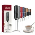 thumbnail image 2 of Electric Milk Foamer Coffee Maker Hand Mixer Cappuccino Foam Blender Egg Beater with Stand Kitchen Milk Coffee Stirring Tools (black), 2 of 7