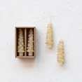 thumbnail image 4 of Creative Co-Op Unscented Textured Tree Shaped Taper Candles with Gold Tips in Box, Eggnog Color, Set of 2, 4 of 4