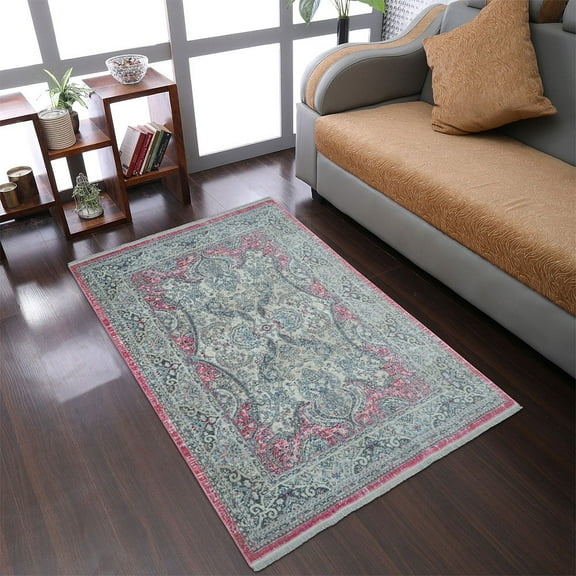 RUGSOTIC CARPETS Machine Woven Crossweave AREA RUGS - 6'x9', Rectangle,Multicolor,Classic Oriental Traditional , Low Pile Machine Made Area Rugs for Living Room, Bed Room (M00098)
