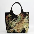 thumbnail image 1 of Shoulder Bag Peacock Embroidered Shiny Sequins Zipper Canvas Tote Bag H andbag, 1 of 5