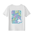 thumbnail image 3 of Chemises pour Tout-Petits Enfants Motif Lettres Imprimé Multicolore Col Rond Manches Courtes Hauts Filles Blanc, 3 of 5