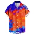 thumbnail image 3 of Ceisia Men's Slim-Fit Orange-Purple Tie-Dye Short Sleeve Button-Down Shirt Blue XXL Gifts, 3 of 6
