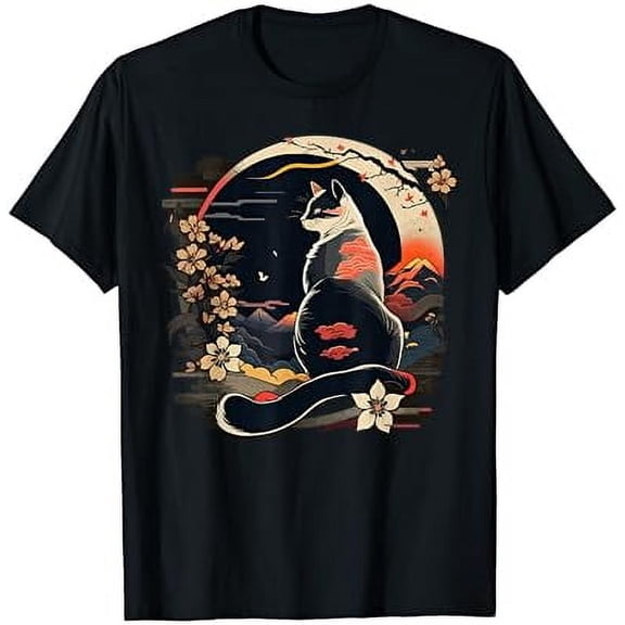 Cat Japan Style Funny Cat Gift Retro Vintage Funny Cat T-Shirt