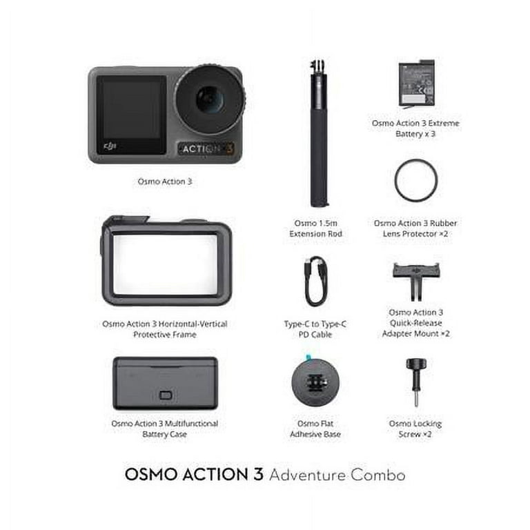 DJI Osmo Action 3 Standard Combo - Outdoor Action Camera with 4K/120fps  Optical Zoom 4X & Super-Wide FOV, HorizonSteady, Waterproof, Cold Resistant  