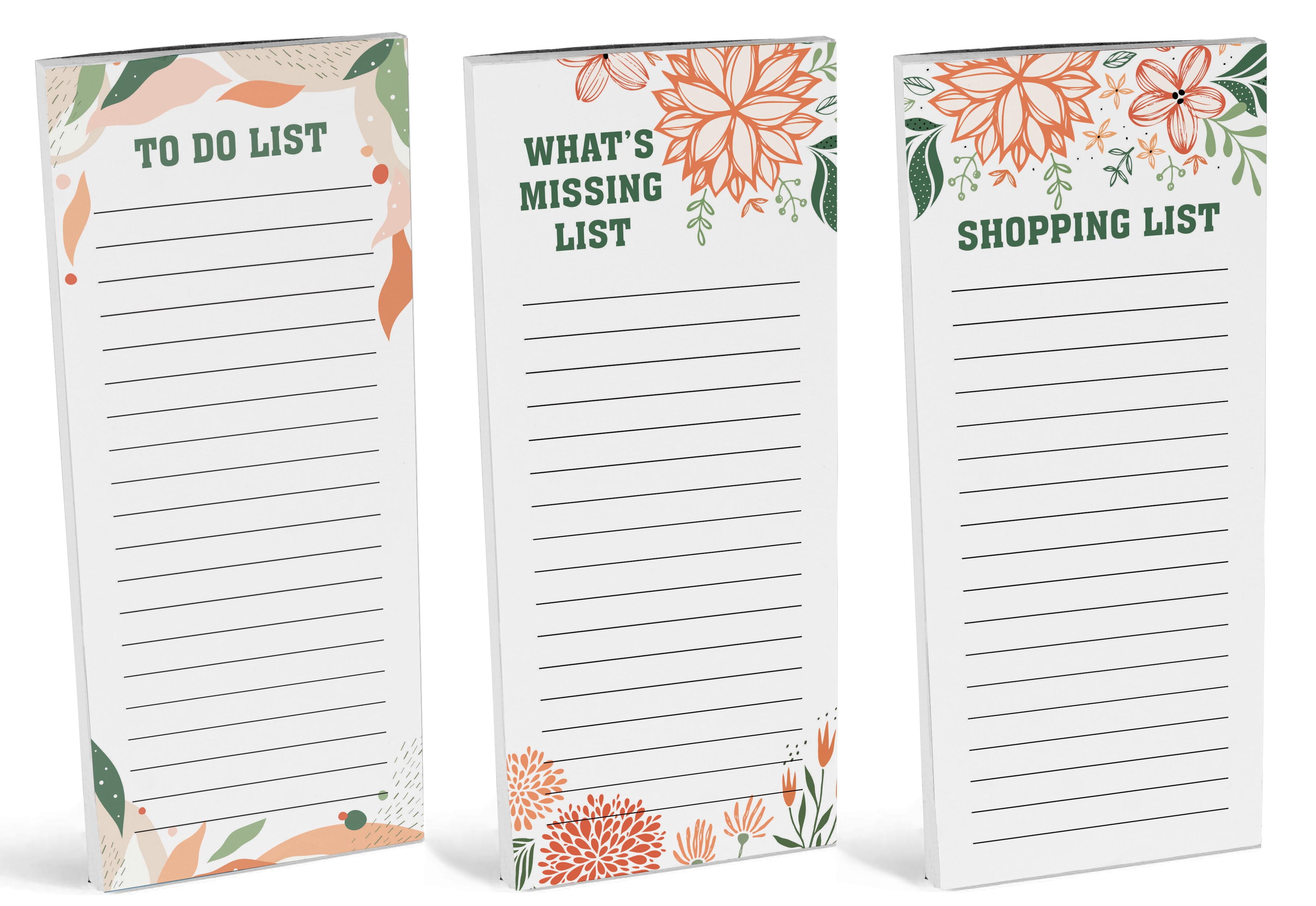 Inkdotpot Pack of 3 Magnetic Fridge To-Do List Notepads- Magnetic Memo Pads For Refrigerator-(50 Sheets Each)-NT
