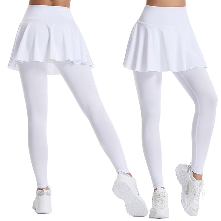Huresd Women's Skirted Leggings Capri Skirt with Pockets Tummy