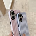 thumbnail image 4 of Striped Case for iPhone SE 2022/2020,Cute Phone Case for iPhone 7/8 Aesthetic Pattern Design, Hybrid 2-Layer Shockproof Protective Cover for Girls Women (Pink,SE/7/8), 4 of 6