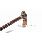 Wooden Walking Canes Adjustable Folding Walking Cane, 37 Inch, Engraved Wood, Brass Rabbit Head Handle, 3 Fold, Non-Slip Tip, Cane for Senior, Men, Women, Gift, Newyear Eve, Vintage Stick