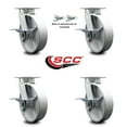 thumbnail image 2 of 8 Inch Kingpinless Semi Steel Wheel Caster Set 4 Brakes 2 Swivel Locks SCC, 2 of 2