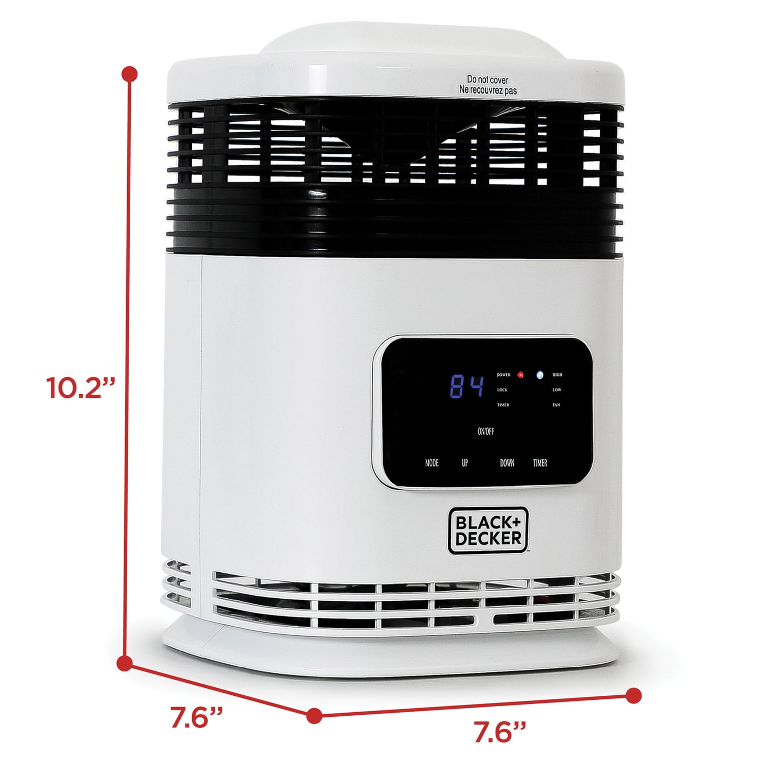 BLACK+DECKER 1,500-Watt-Max Mini 360° Surround Heater with Digital Display and Remote, White, BH1607