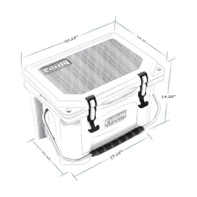Grizzly 20 Cooler, 20 qt Ice Chest Durable Rotomolded Insulated, Made in USA, Warranty for Life, for Beach Boat Camping Fishing Hunting, G20, Lunar Green