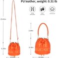 thumbnail image 5 of Sunyuer Women Mini Drawstring Bucket Bag, Letter Print PU Leather Handbag, Fashion Detachable Adjustable Strap Crossbody Shoulder Purse for Daily Travel, 5 of 9