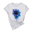 thumbnail image 3 of NAMTYQX Womens Summer Tops Short Sleeve Fashion Mit Print Plus Size Stretch Crew-Neck Print Cool Relaxed Fit Womens Casual Tops White Size L, 3 of 5