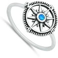 thumbnail image 4 of CHOOSE YOUR COLOR Blue Simulated Opal Wholesale Compass Ring .925 Sterling Silver Band CZ Female Size 10, 4 of 4