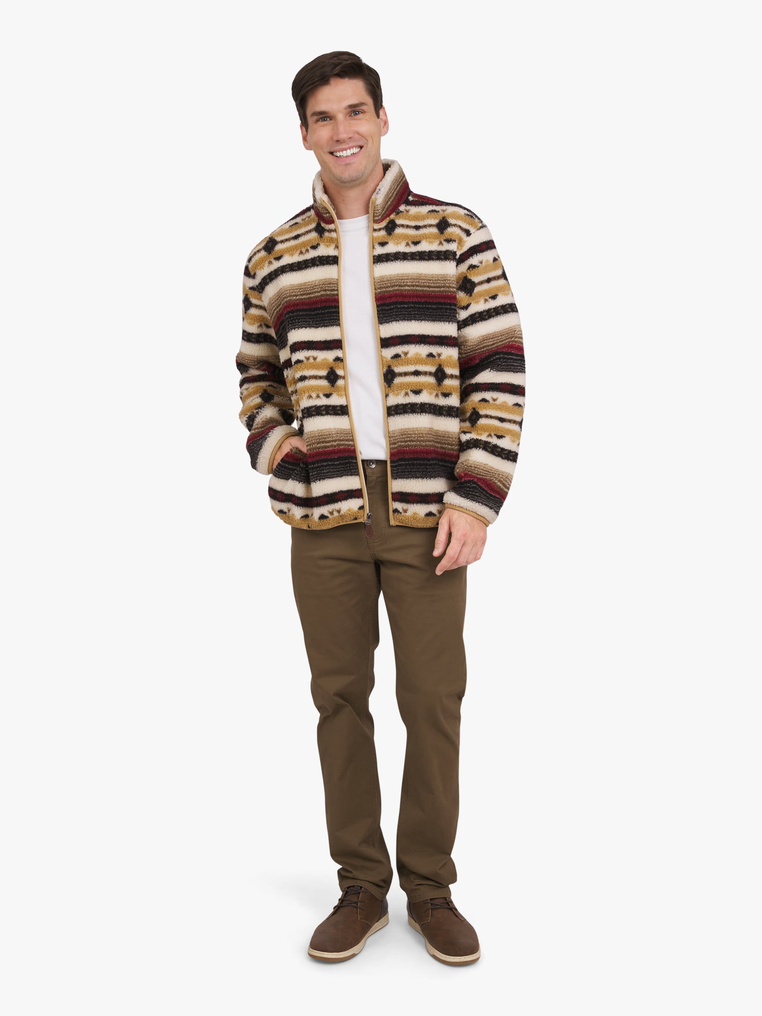 Chaps Men's & Big Men's High Pile Printed Plaid Sherpa Jacket, Sizes S-3XL