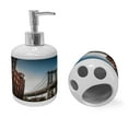 thumbnail image 2 of Ambesonne New York Soap Dispenser & Toothbrush Holder Set, Manhattan Bridge USA, 2 Pcs, Blue Red, 2 of 6