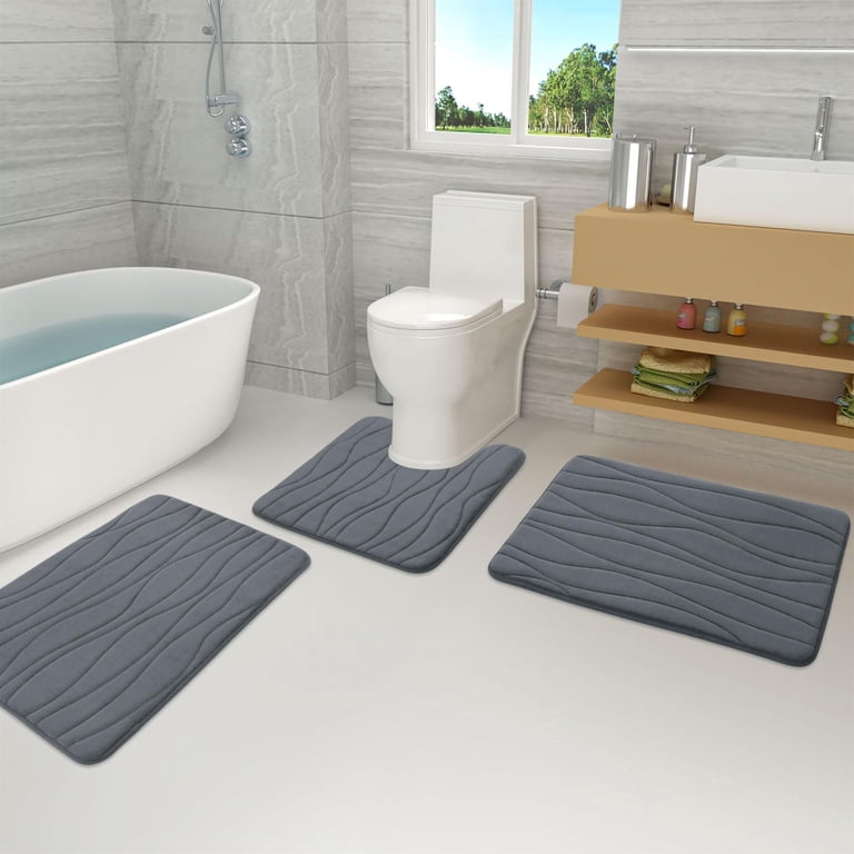 Smiry Memory Foam Bath Mat, 24" x 16", Dark Grey photo 8