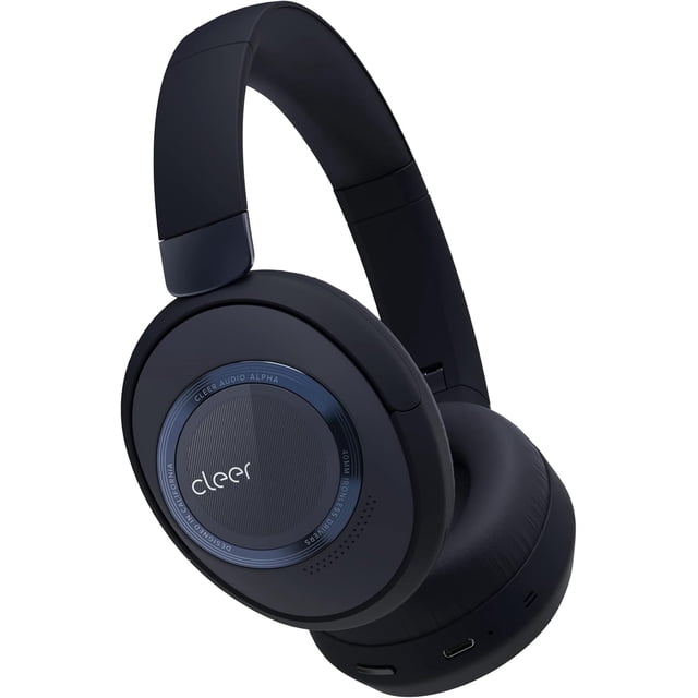 Cleer Audio Alpha Écouteurs Bluetooth à Réduction de Bruit Active Adaptative, Double Microphone, Commandes Tactiles, Autonomie de 35 H, Connexion Multipoint, Audio Spatial Dirac, Application, Bleu Minuit