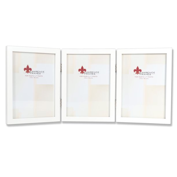 5x7 Hinged Triple White Wood Picture Frame Gallery Collection