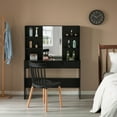 thumbnail image 2 of Modern Wooden Dressing Table with Drawer, Mirror and Shelves for The Dining Room, Entryway and Bedroom, 2 of 7