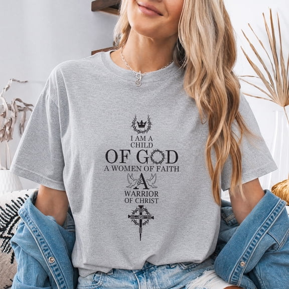 Jollimate Child of God Shirt, Christian Faith Cross Graphic Tee, Religious Gift for Women