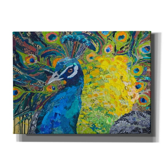 Epic Graffiti 'Poised Peacock 2' by St. Hilaire Elizabeth, Canvas Wall Art, 54"x40"