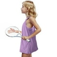 thumbnail image 3 of Juslio Dresses for Girls Knee Length Sleeveless Pockets Casual Summer Beach A-line Purple Halter Dress, 3 of 7