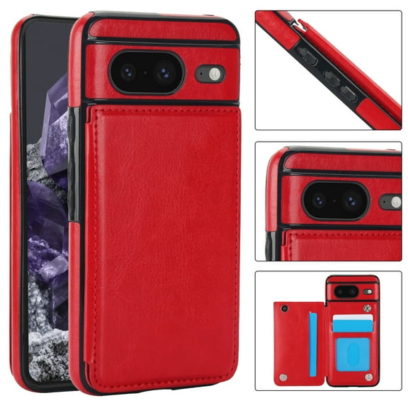 Wallet Case for Google Pixel 9 Pro XL with Card Holder, Back Folio Flip Premium PU Leather Kickstand Card Slots Case, Double Strong Magnetic Clasp Durable Shockproof Phone Case,Red