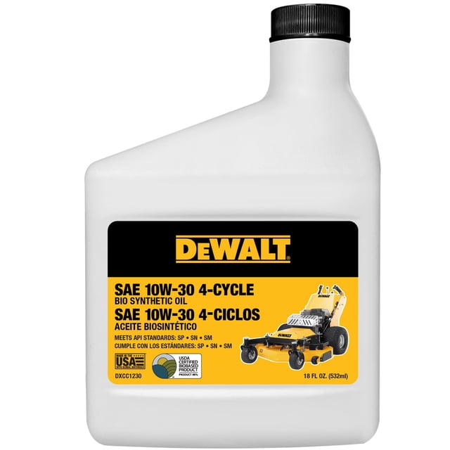Aceite de motor DEWALT SAE 10W-30, biosintético, 4 ciclos, 532 ml