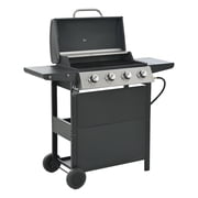 Propane Grill 4 Burner, 34,200 BTU Stainless Steel Gas Grill with Porcelain-Enamel Cooking Grates, Integrated Ignition System, and Built-in Thermometer for Outdoor BBQ
