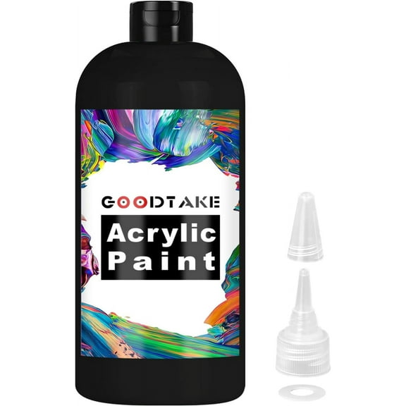 Black Acrylic Paint, Titanium White Paint (200ml / 7oz) Bottle, Art Craft Paints for Canvas Painting, Rock, Stone, Wood, Fabric, Art Supplies (Black, 7 Fl Oz)
