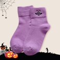 thumbnail image 2 of Huowey Halloween Socks For Women Men Crew Socks Pumpkin Ghost Witch Pattern Halloween Gift Fall Winter Soft Festival Party Socks,Purple, 2 of 4